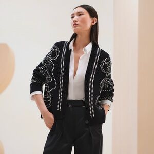 NWT! HERMES 🖤 Brides de Gala Embroidered long-sleeve cardigan size 40